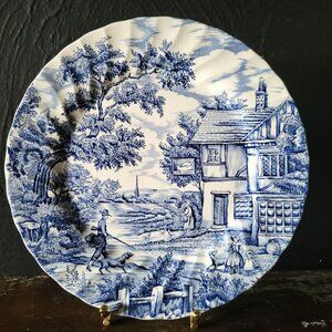 Vintage Myott "The Hunter" Blue & White Transferware Plate Staffordshire England